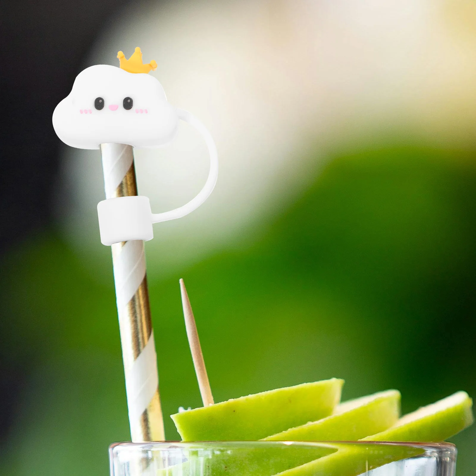 

4Pcs Cute Cartoon Crown Cloud Silicone Straw Toppers Dishwasher Safe for Tumblers Home School Office Adventures