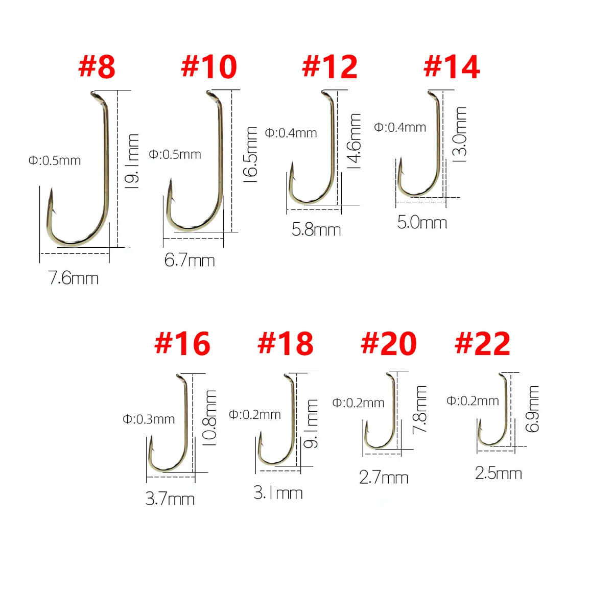 WIFREO 50/100pcs Long Shank Fly Fishing Hooks Dry&Wet&Nymph&Shrimp Caddis Pupa Streamer Fly Hook Fly Tying Fishhook