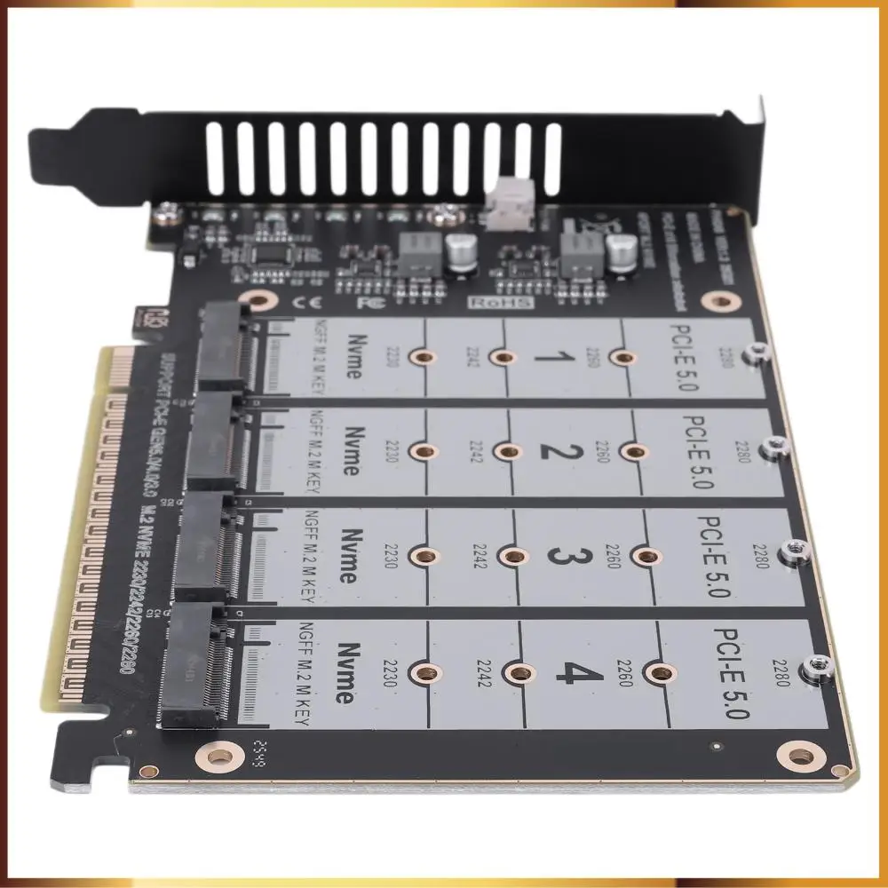 

PCIE Express 5.0 Gen5 Gen4 X16 Detachable Bifurcation Raid Card To 4X NVME M.2 NGFF SSD Expansion Card