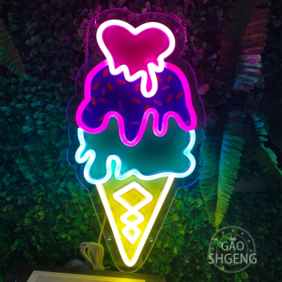 Ice cream shape neon lights apply to ice cream truck shop restaurant dessert shop decoration neon lights to create an atmosphere