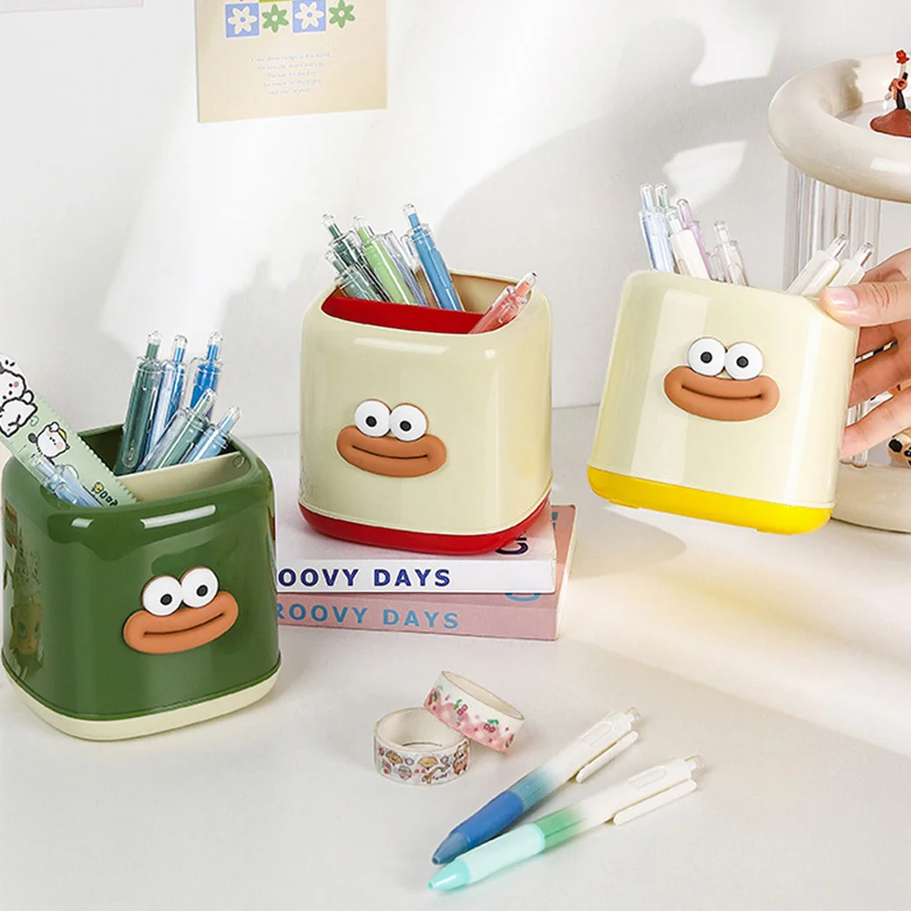 

Cute Multipurpose Pen Holder Cartoon Plastic Desktop Organizer Multifunction Large-capacity Storage Box