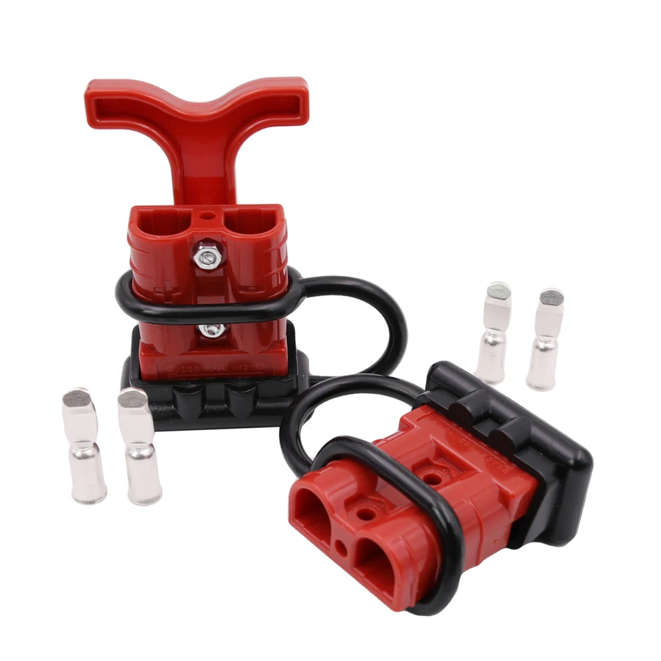 2pcs 50A Battery Quick Connect Disconnect Plug With Handle Battery Trailer Pair Charge Plug Quick Connector Kit