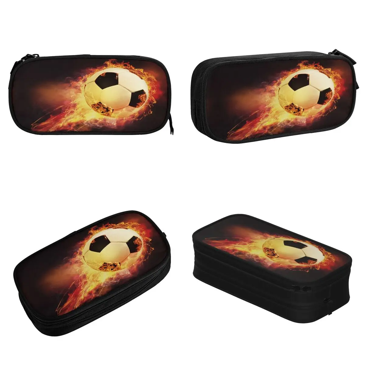 Imagem -02 - Fun Fire Balls Lápis Case Soccer Football Sports Pencil Pouch Pen Holder para Menina e Menino Grande Capacidade Bolsa Students Papelaria