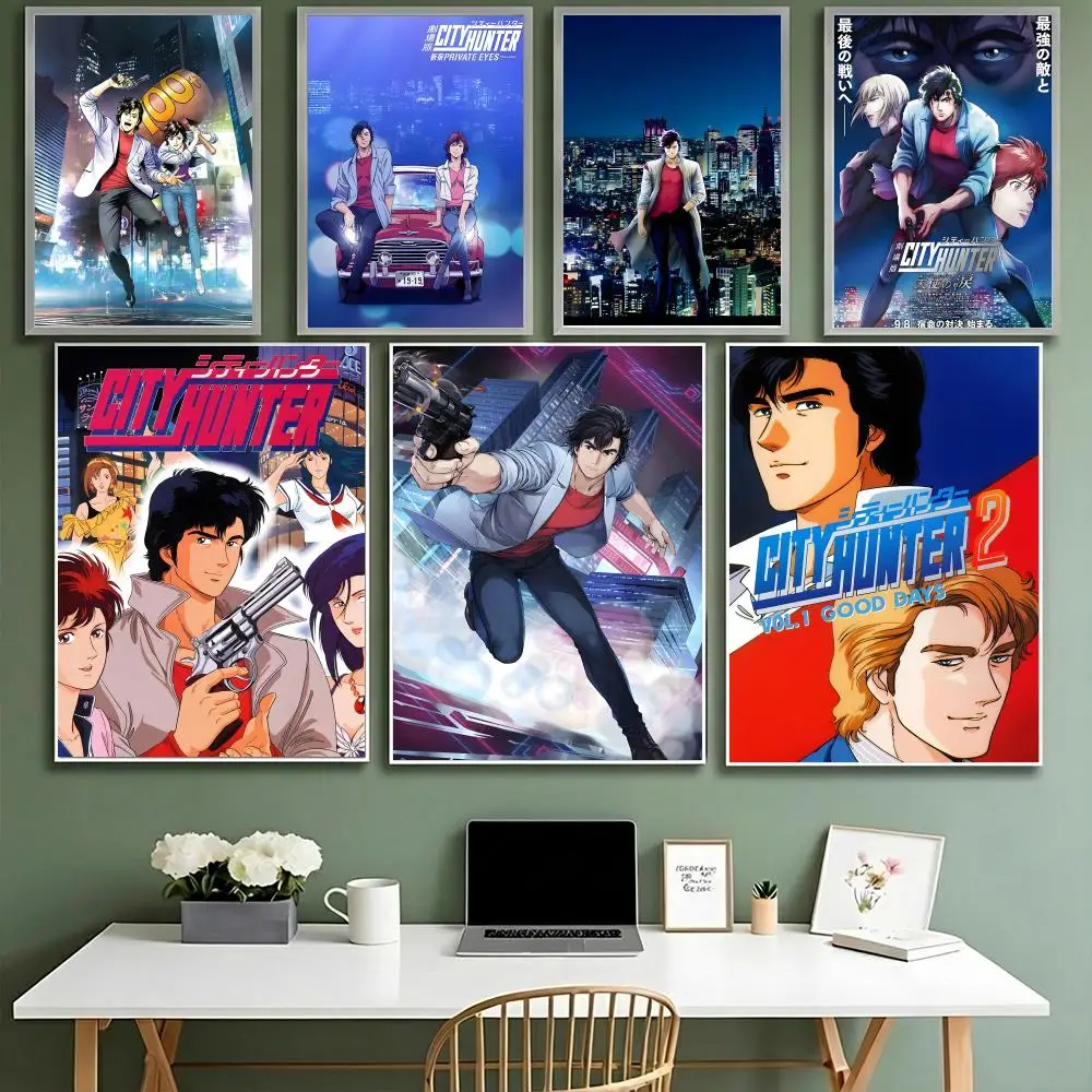 C-City Hunter ACTION COMEDY ANIME Poster HD Wasserdicht Hochfeste selbstklebende Wanddekoration Universal