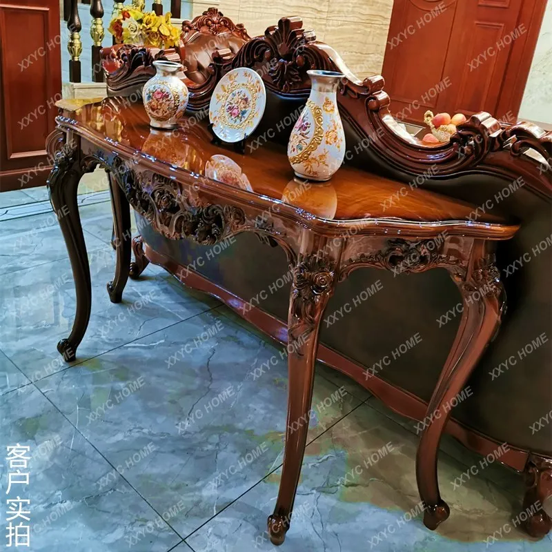 Entrance cabinet table against the wall Light luxury style foyer Luxury semi-round shelf New Chinese style strip table