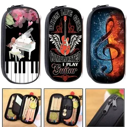 Elegent Music Note Piano / Guitar Cosmetic Case Pen Holder Women Makeup Bag Kids Pencil Box Girl Stationary Bags School Supplies