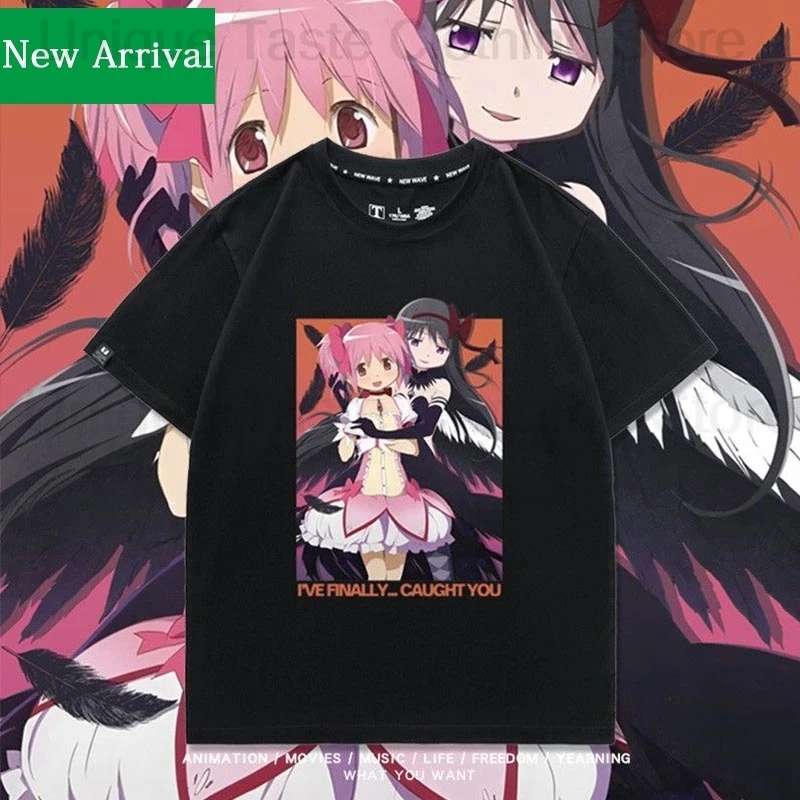 

Футболка Puella Magi Madoka Magica с рисунком Kaname Madoka Akemi Homura, футболка с принтом для женщин и мужчин, летние хлопковые футболки с короткими рукавами