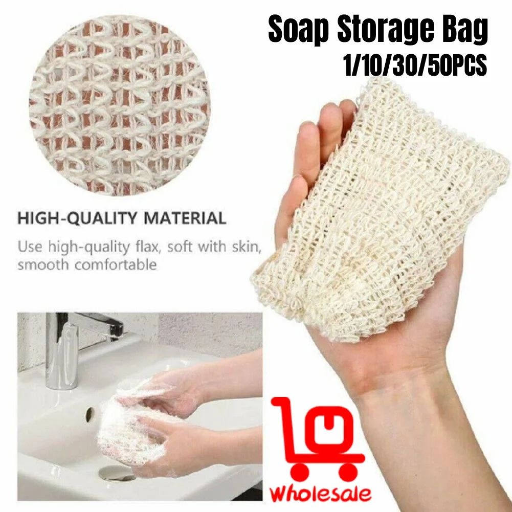 Natürlicher Sisal-Seifen-Sparbeutel mit Kordelzug für die Dusche, Peeling-Netzbeutel, schafft reichhaltiges Schaum aus Bar-Seifenresten