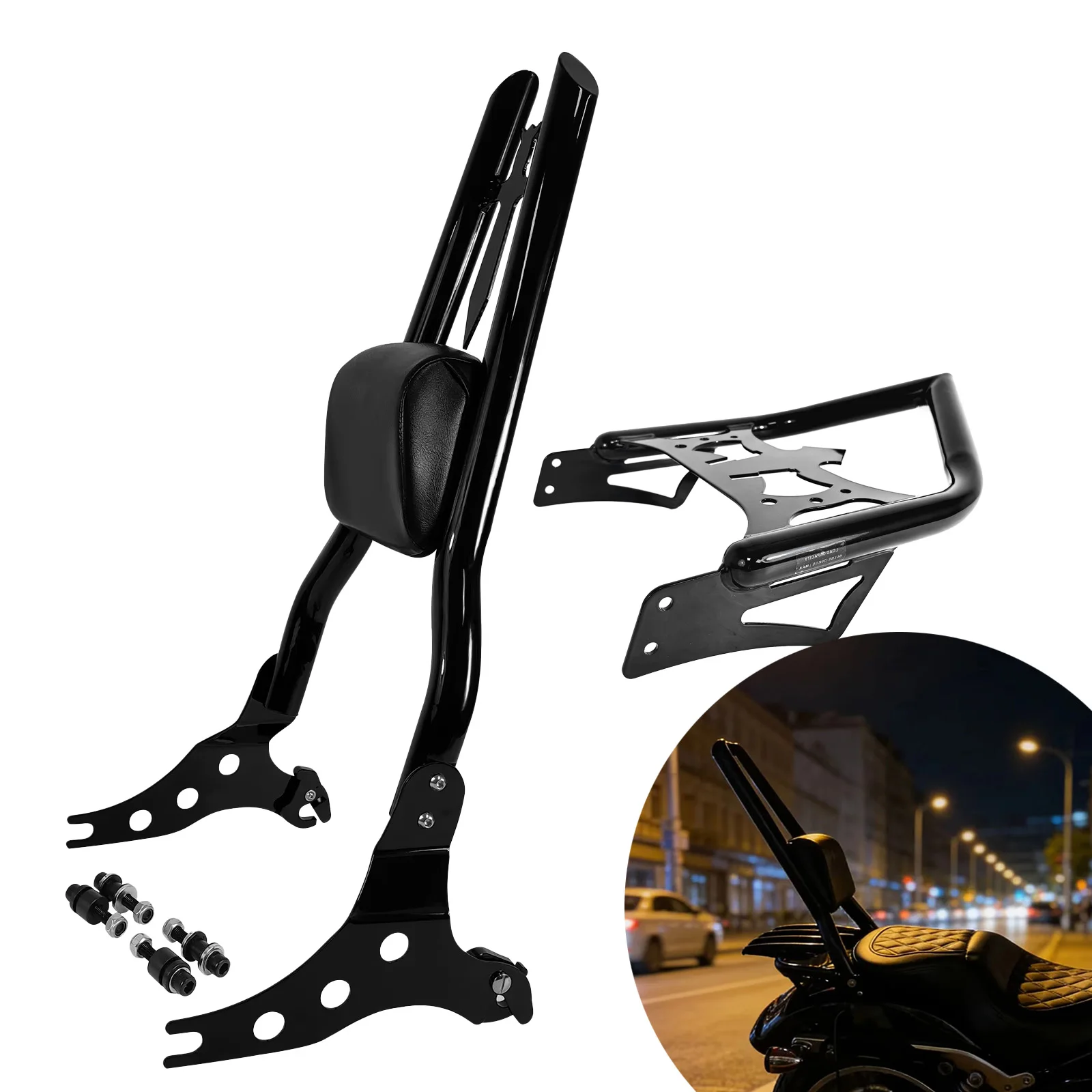 Detachable Motorcycle Rear Backrest Sissy Bar With Luggage Rack For Harley Fat Boy 114 FLFBS 18-26 Breakout 114 FXBR FXBRS 13-26