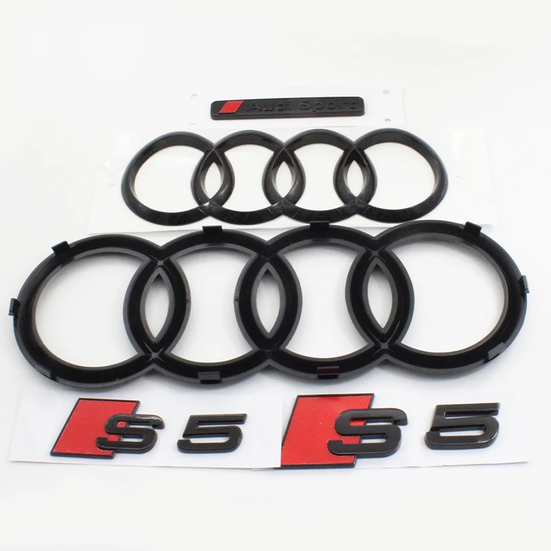

192mm 273mm Car Front Hood Grill Emblem Rear Trunk Stickers For Audi S5 2010-2019 S5 Stickers Audi Sport Decoration Accessories