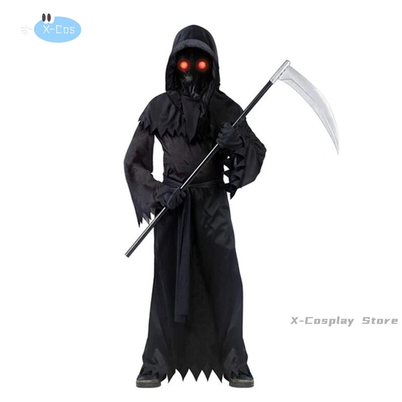 Fato de grito de Halloween para crianças e adultos, Dance Party Performance, Trajes de Cosplay Assustadores Horror, Óculos Pretos, Vestir