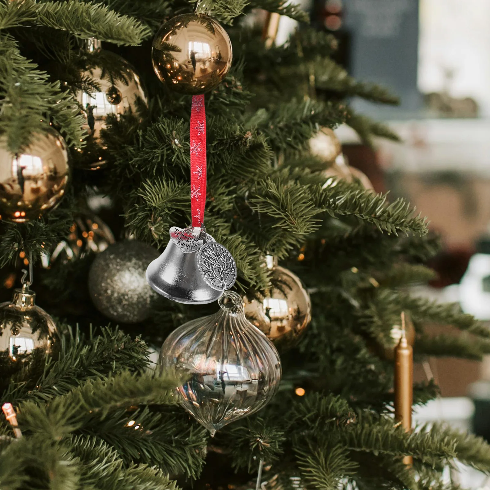 

Heat Transfer Sublimation Blank Bell Ornaments Christmas Round Single Side Printing Xmas Tree Bell Memorial Hanging Decorations