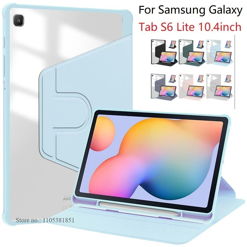 

Чехол-кейс для Samsung Galaxy Tab S6 Lite 10.4'' 2024/2022/2020, вращающийся защитный чехол SM-P610/P620/P613 с держателем для стилуса