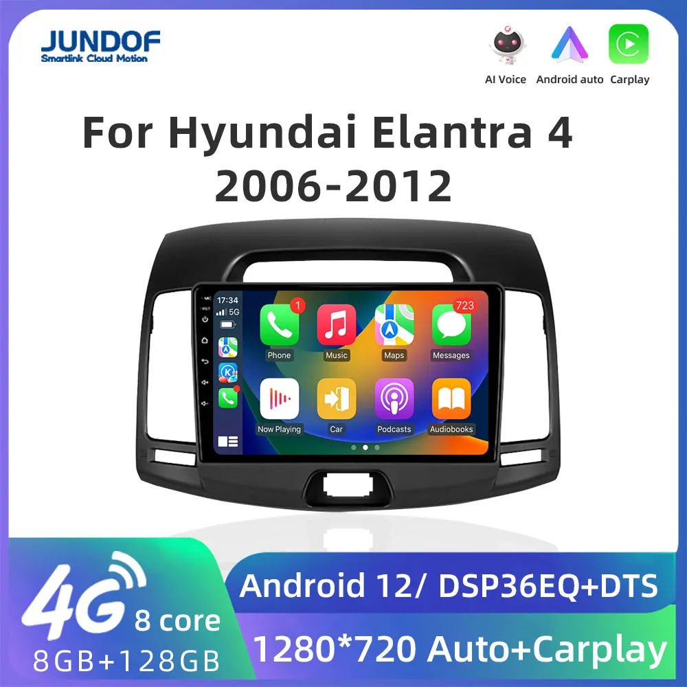 Jundof Pro 5G Android Auto 2Din Car Radio Multimedia Player for Hyundai Elantra 4 HD 2006-2012 Stereo Carplay Navigation GPS