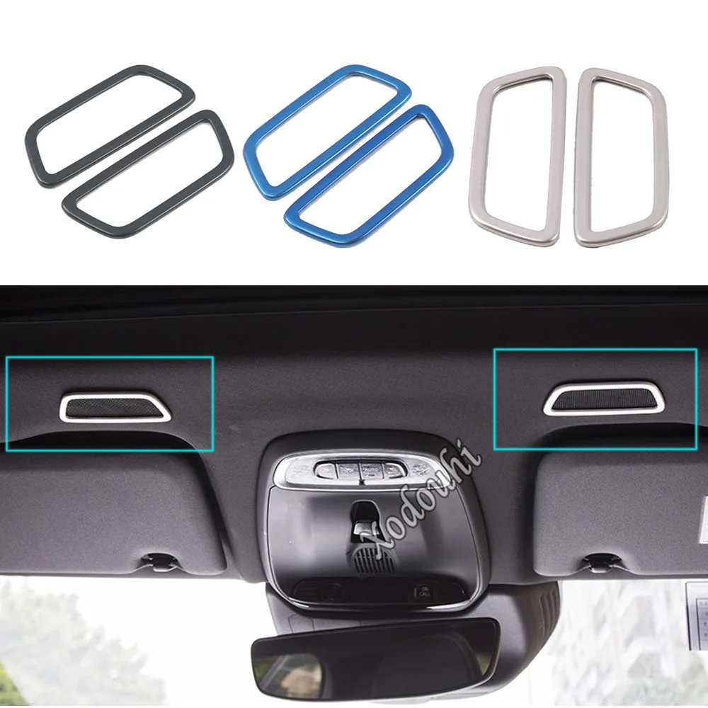 Audio Front Car Roof Speak Sound Trim Frame For Volvo XC60 2018 2019 2020 2021 Car Interior Stainless Steel Decorative 2pcs