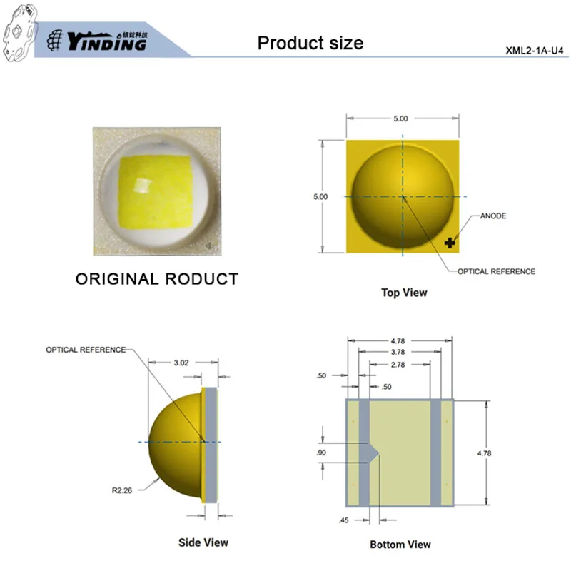 2 PZ XML2-1A-U4 Illuminazione interna ad alta potenza 10 w, torcia a led 6500-7000 k Bianco 5050 SMD saldatura a riflusso