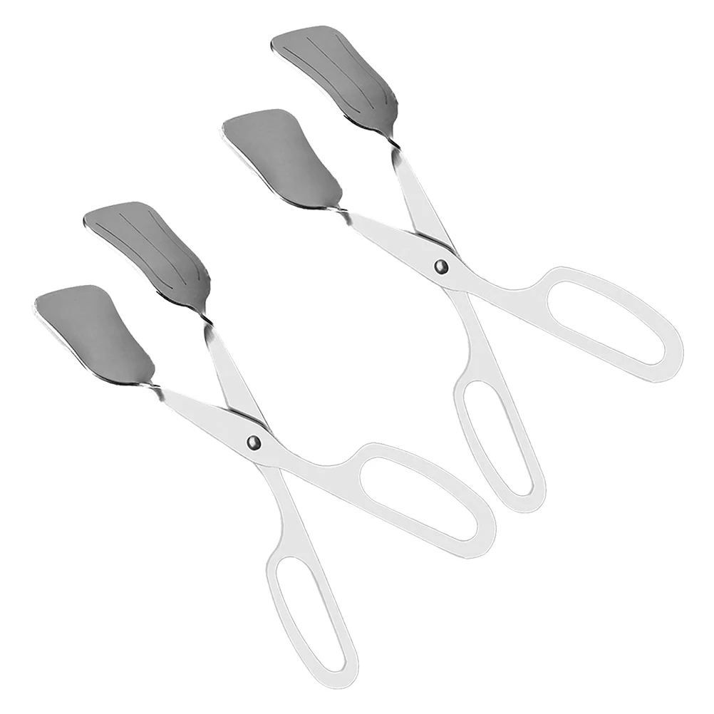 

2pcs Stainless Steel Food Tongs Kitchen Serving Tongs Heat Resistant Scissor Handle For Salad Bread Cake Buffet Cooking Utensils