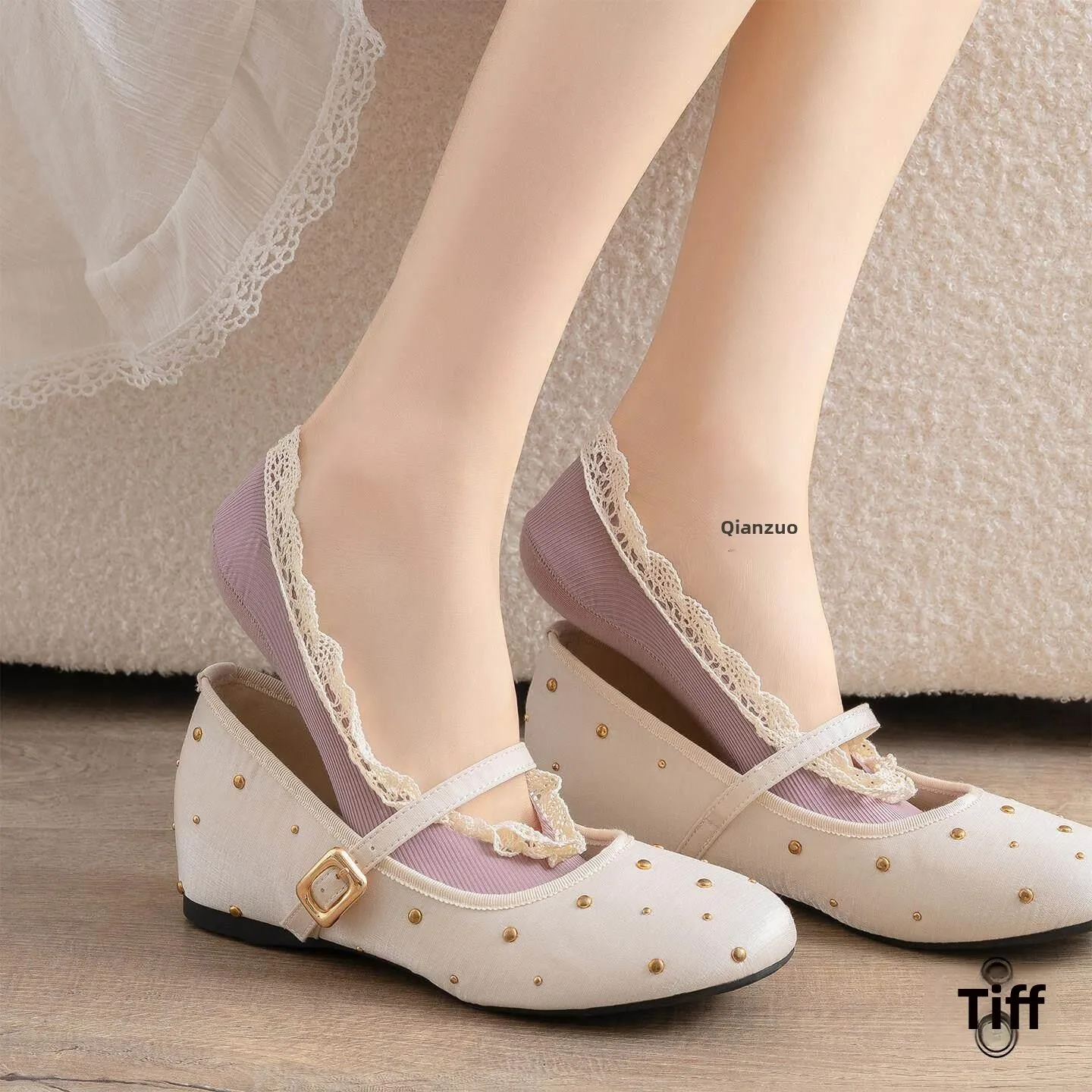 Lace Trim Invisible Socks for Women Summer Thin Ballet Style Anti Slip Low Cut Breathable Socks to Match Mary Jane Shoes