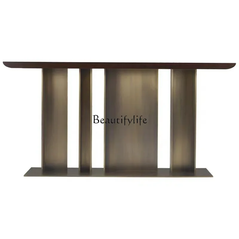 

Italian light luxury stainless steel entrance table marble entrance tableL