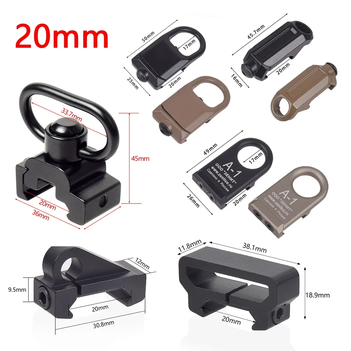 Hunting Sling Mount Swivel Adapter Accessaries MS2 MS3 Mlok KeyMod RSA GBB QD Quick Release Base Mount for AR15 M4 AK Shotgun