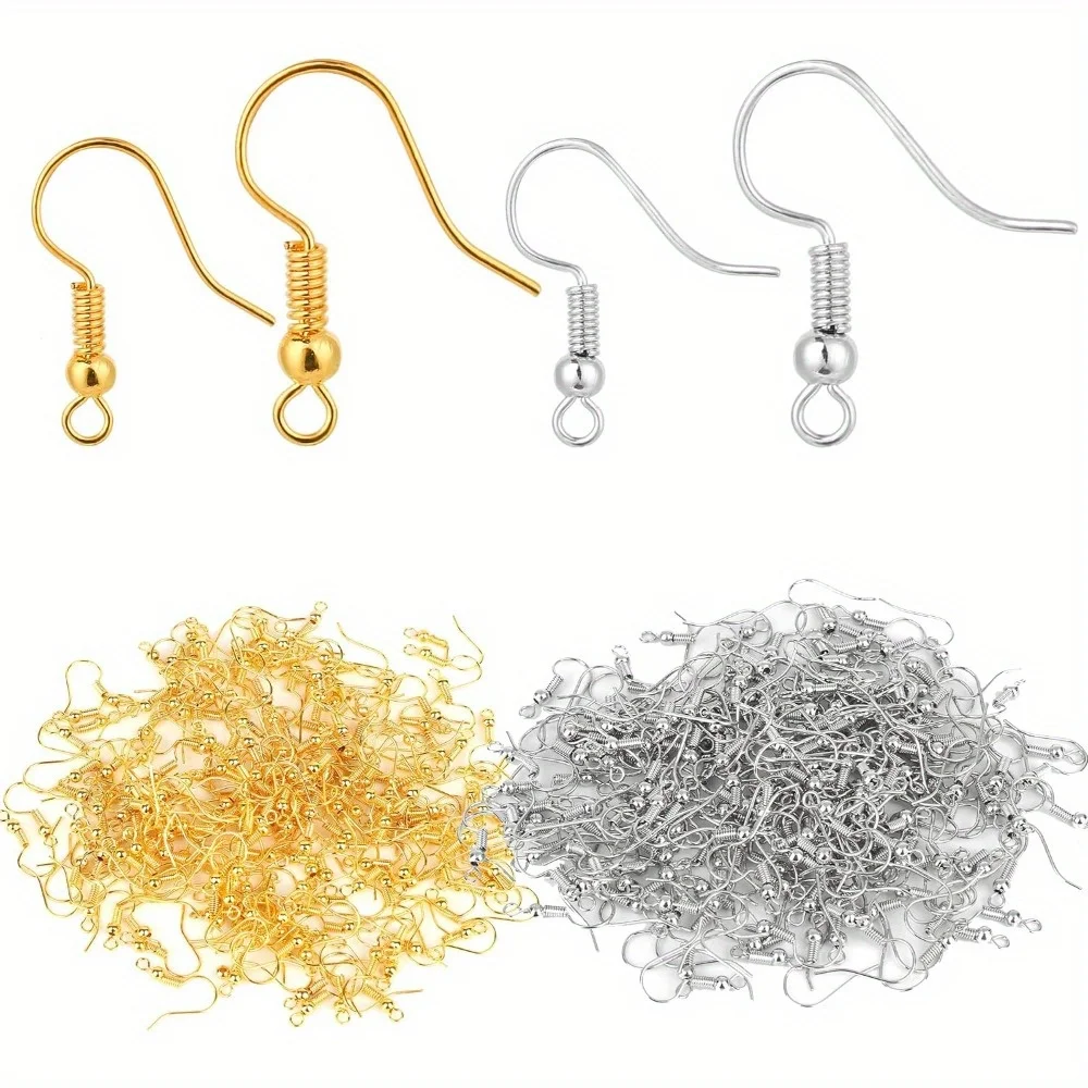 200Pieces Earring Hooks, Fish Hooks Ear Wires French Wire Hooks, Coil and Ball Style Nickel-Free Ear Wires for Jewelry Making view 2