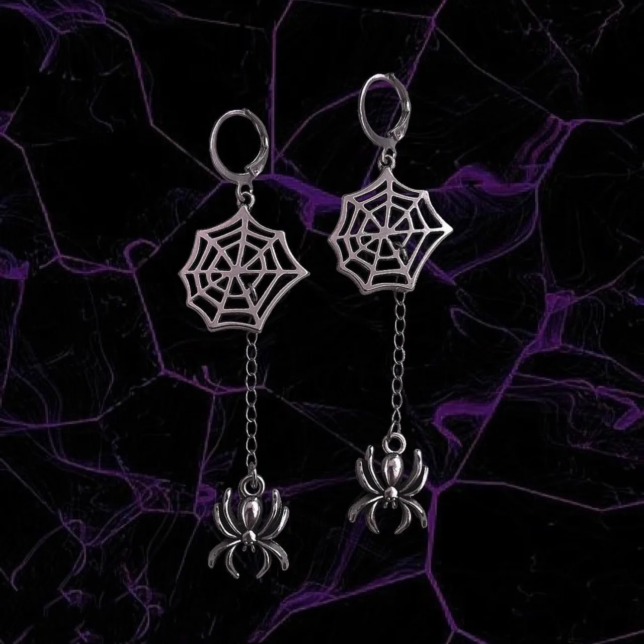 Egirl Jewelry Spider Hoops Earrings Punk Unique Chain Drop Earrings Men Women Hip Hop Jewelry Gothic Accessories