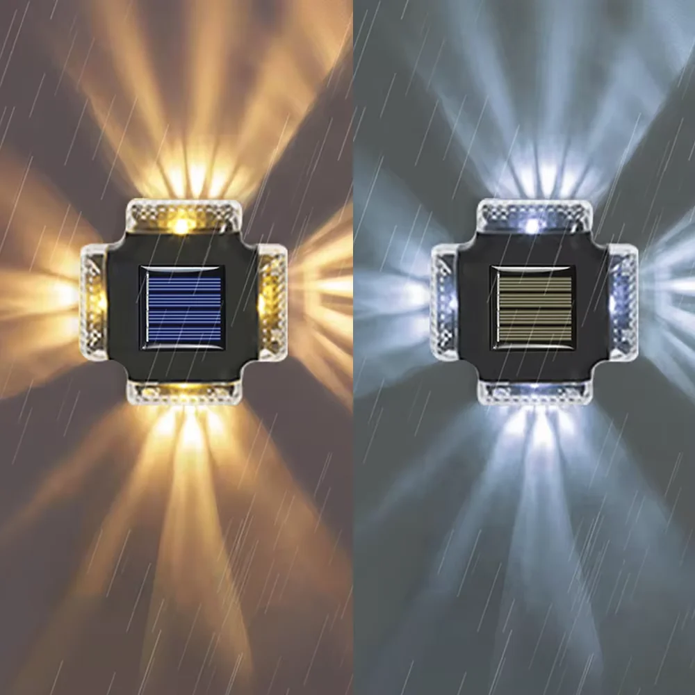 

Светодиодный солнечный настенный светильник, водонепроницаемый солнечный свет вверх и вниз, светящееся освещение для наружного сада, забора, лестницы, украшения, солнечная лампа