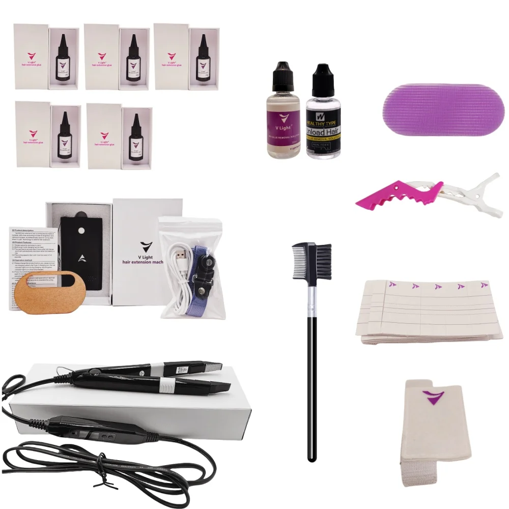 Juego de extensiones de cabello con tecnología v-light, peluca de cabello Real, herramienta de injerto rápido, herramientas de extensión de cabello firme, 2024
