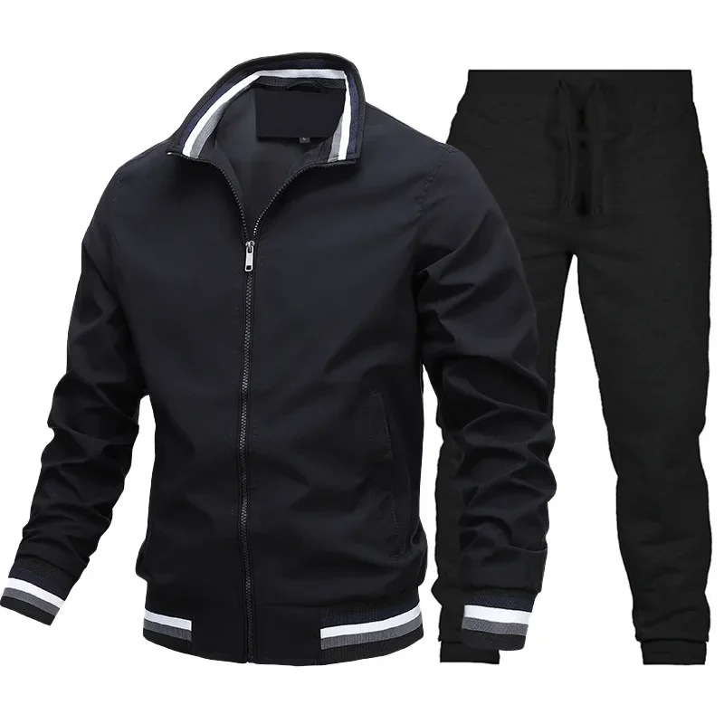 Men\'s Sports Gym Tracksuit Set Elastic Sweatsuits Jogging Suits Casual Fitness Clothes T-shirts Crew Neck Sweatshirts Leggings