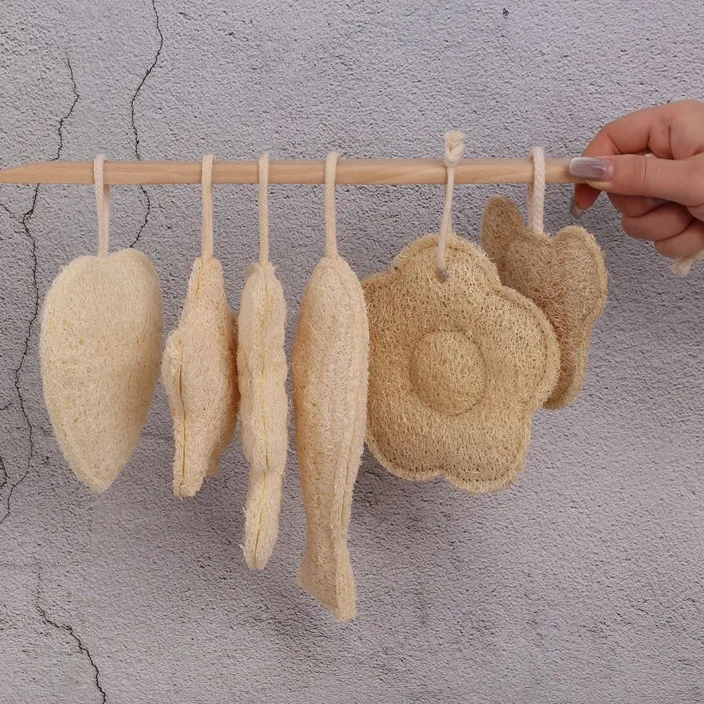 Natural Loofah Bath Scrub Towel Cartoon Shapes Natural Exfoliating Bath Cloth Double-sided Thickened Cleaning Bath Tools