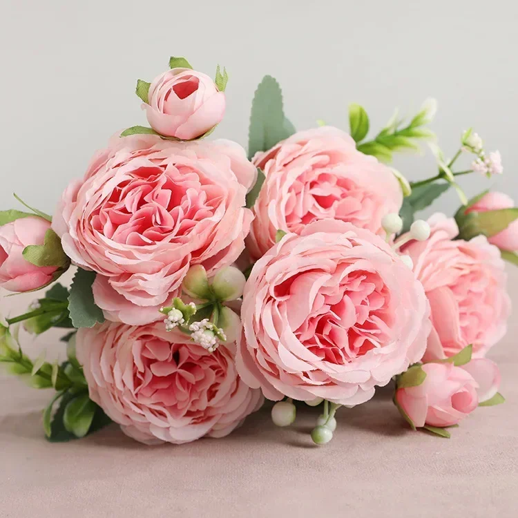 2025 Beautiful Rose Peony Artificial Silk Flowers Small bouquet flores Home Party Spring Wedding Decoration  Fake Flower