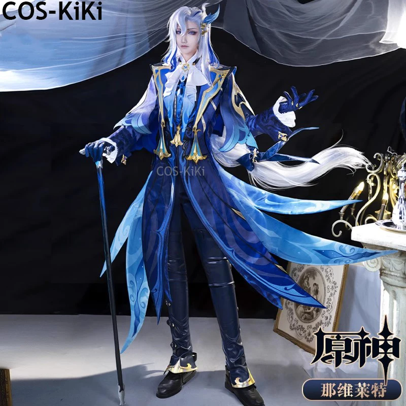 COS-KiKi Genshin Impact Neuvillette Judge Game Suit Gorgeous Handsome Cosplay Costume Halloween Carnival Party Outfit Men S-XXL