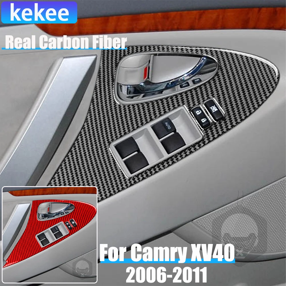 

Real Carbon Fiber Car Accessories Window Lifting Cover Soft Sticker For Toyota Camry 6th Gen XV40 2006 2007 2008 2009 2010 2011
