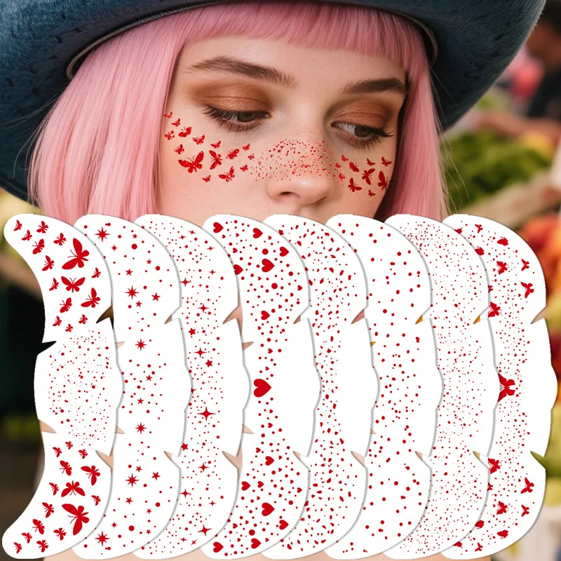 Hot Stamping Freckles Makeup Patches Metallic Radiation Golden Rose Fake Freckles Temporary Tattoo Stickers Face Makeup