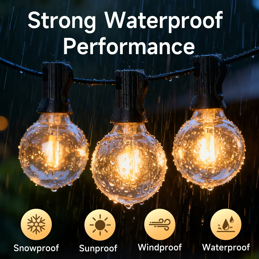 G40 Led Stringa di luce esterna Decorazioni natalizie 7.5/15/30M Lampadine a globo Lampada da fata per matrimonio Patio Cortile Lampada da campeggio a corda