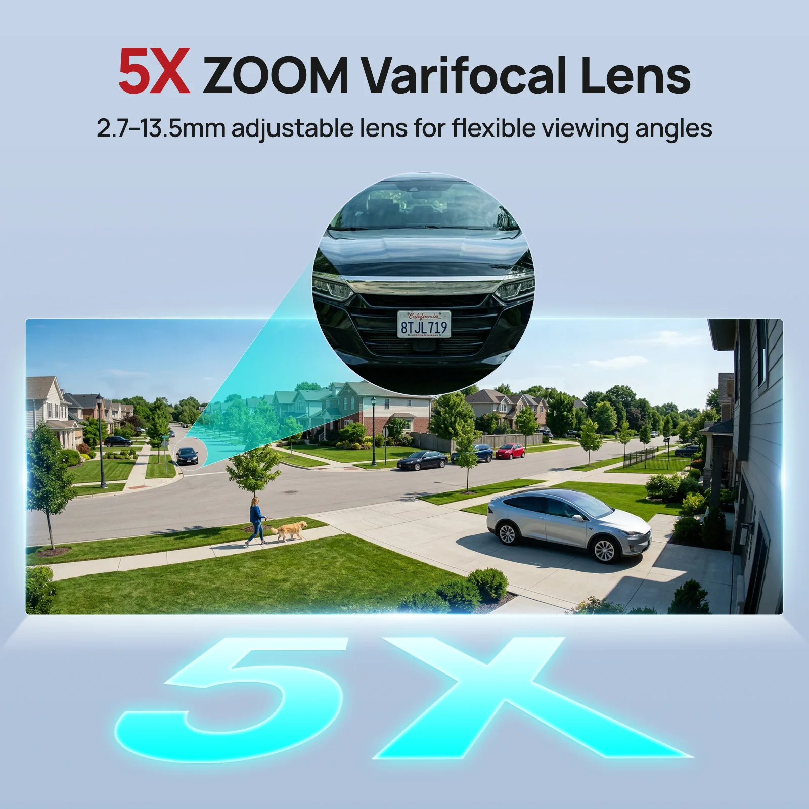 Vikylin 8MP PTZ 5X Optical Zoom IR Night Vision Dome IP Camera 2-way Audio MD2.0 Outdoor IP66 Security Surveillance Camera