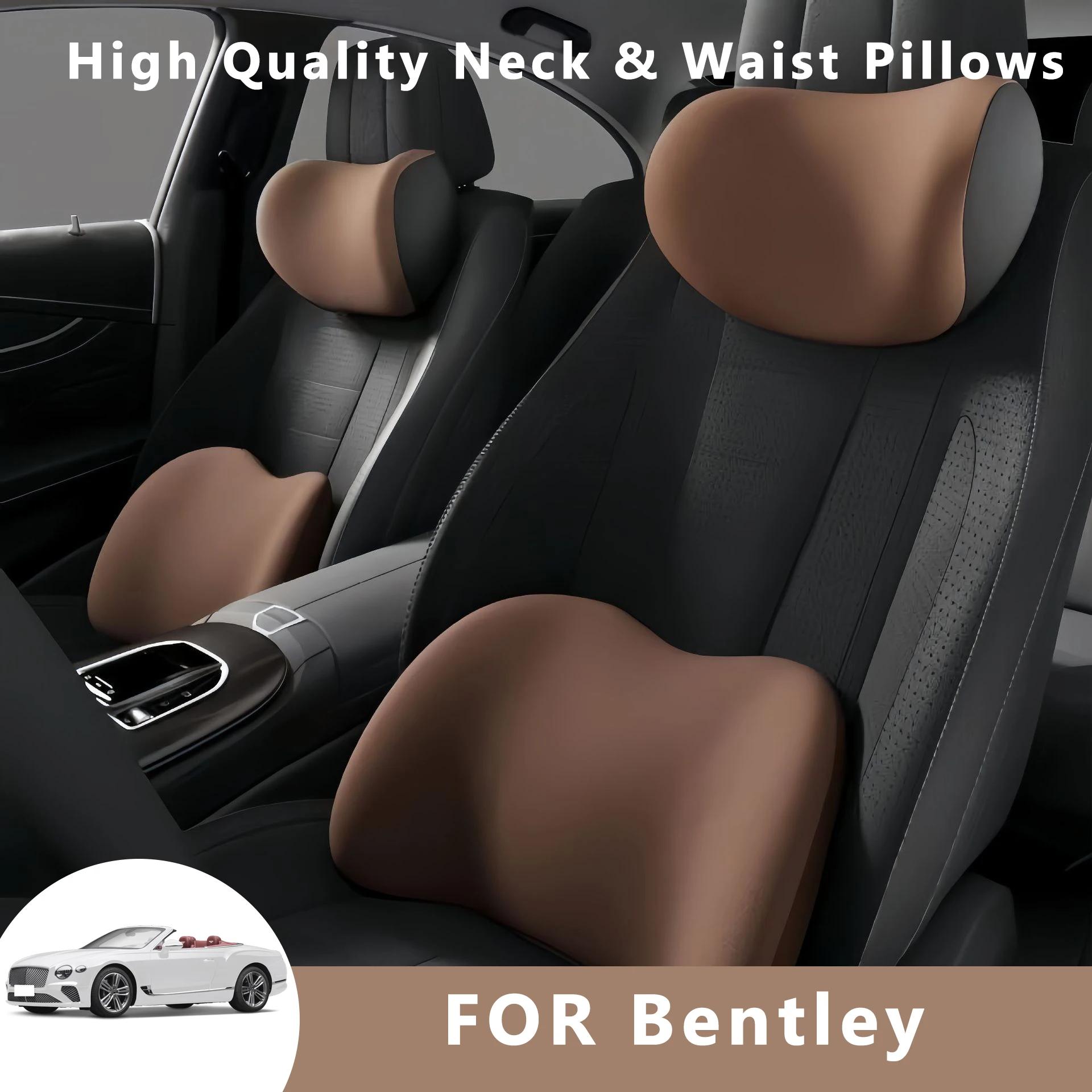 

Car Neck Pillow Protector Auto Seat Headrest Soft Waist Cushion Neck Cushion Backrest Lumbar Support for Bentley Bentayga PHEV