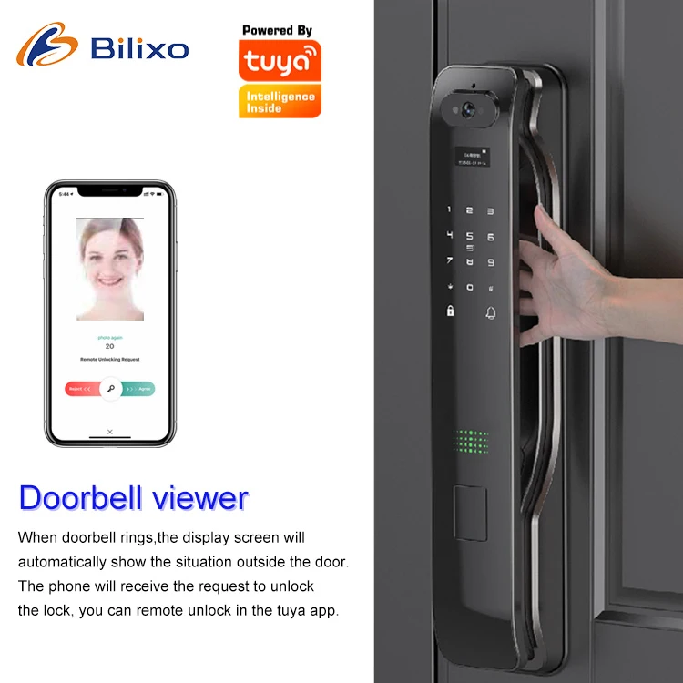 Bilixo Automatic ligent smart tuya app wifi door lock With  Password Key Card Fingerprint Smart  door lock