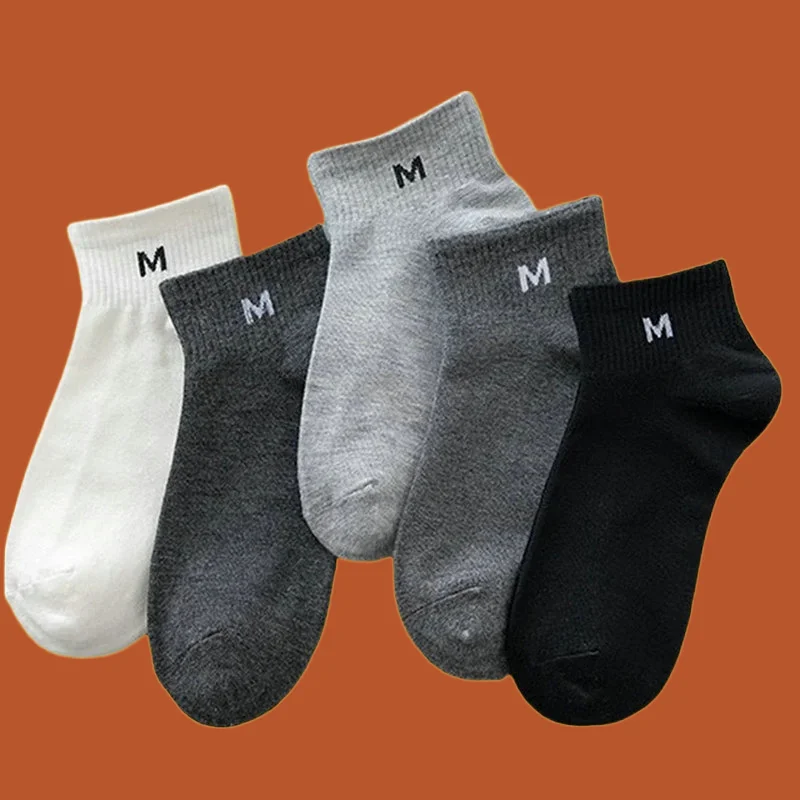 Chaussettes Courtes Décontractées à Lettres pour Homme, 5/10 Paires, ChimPolyvalentes, à la Mode, Simples, Confortables, Respirantes, de Haute Qualité