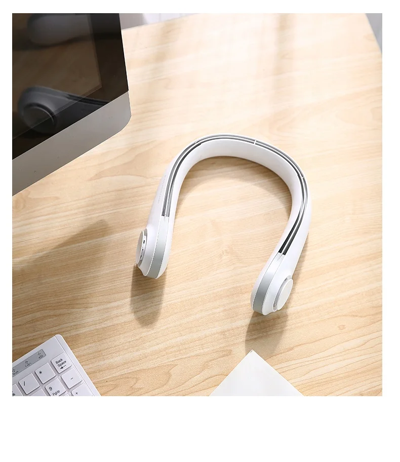 

YYD DC 5V USB перезаряжаемый безлистный подвесной вентилятор на шею Портативный шейный вентилятор 2400 мАч Электрический шейный вентилятор для любого вида.