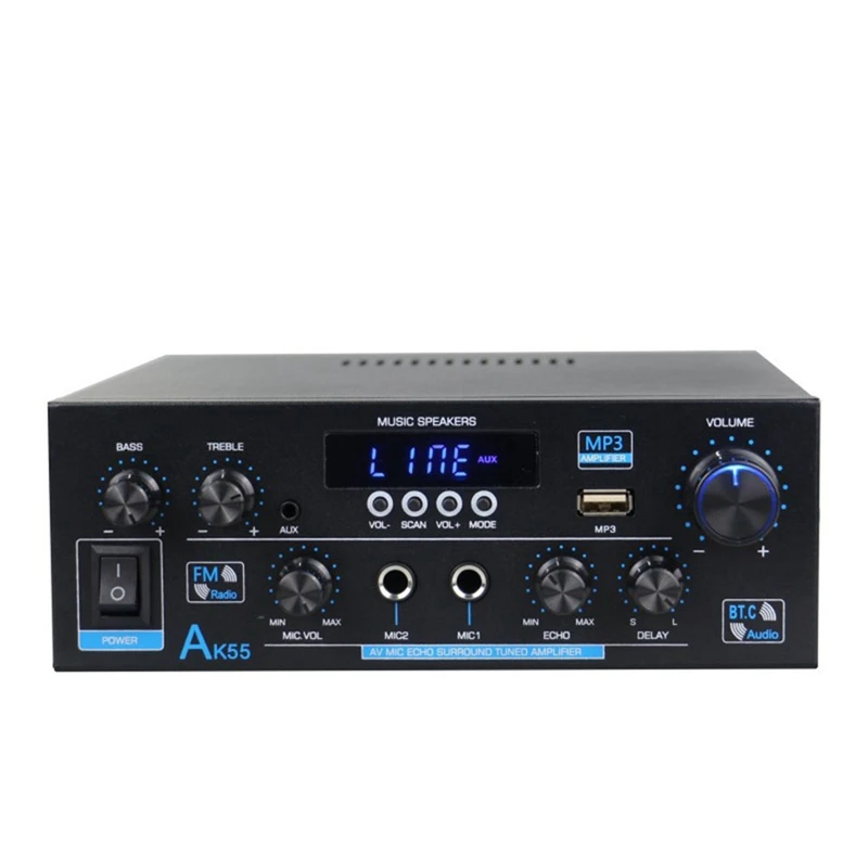 

AK55 900W Home Power Amplifier 2.0 Channel Bluetooth 5.0 Hifi Digital Stereo Sound Amplifier 2.0 450W Subwoofer