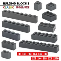 Building block 2X6 2X10 1X2 1X4 hole dark grey brick basic accessories education creativity compatible brand building block toy