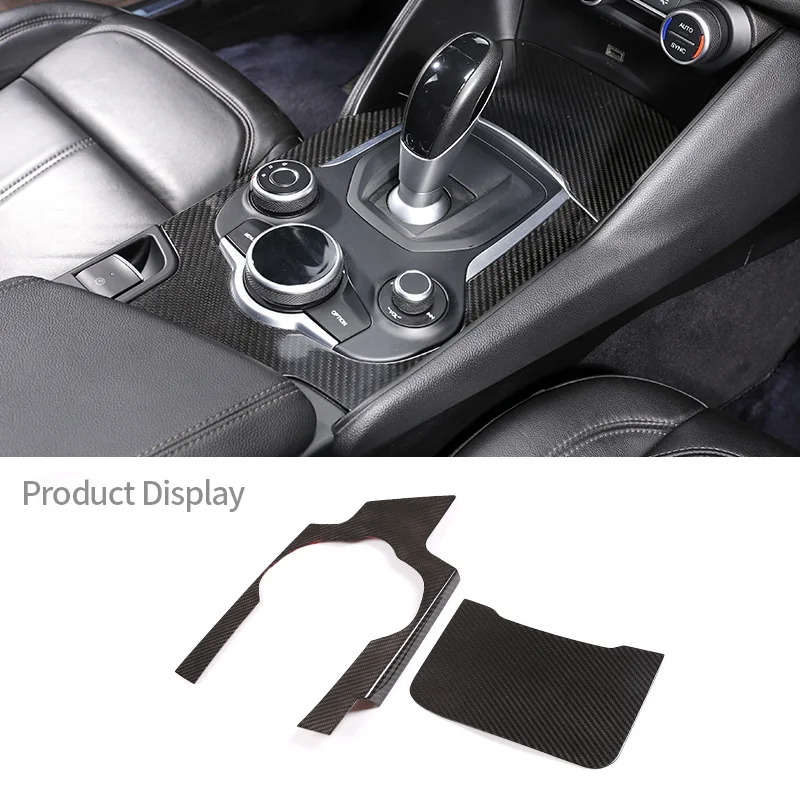 

For Alfa Romeo Giulia 2017-2019 Real Carbon Fiber Car Interior Center Console Gear Shift Panel Cover Trim LHD Accessories