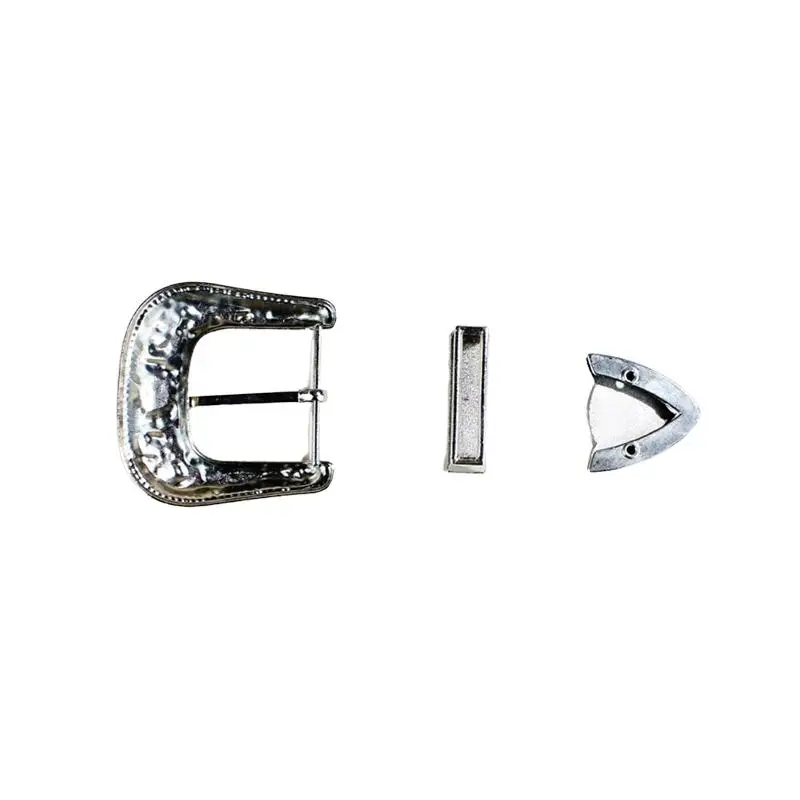 Three-Piece Belt Buckle Set Vintage Carved Pin Buckle for Western Cowboy Belt Replacement DIY Accessories