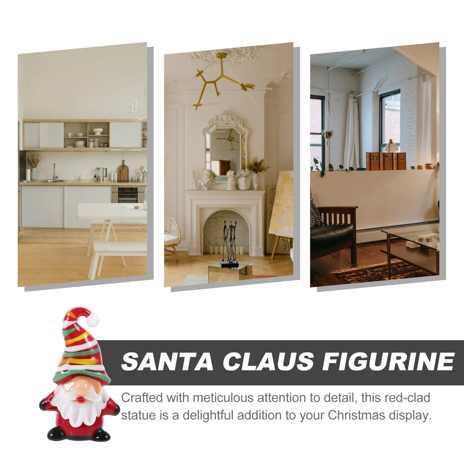 Vivid Santa Claus Statue Christmas Decoration Xmas Party Supplies Festive Tabletop Desktop Decor