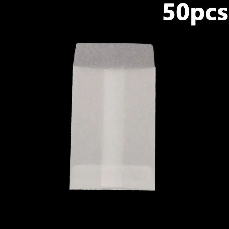 50 Stück durchscheinende flache Mini-Papiertüten, durchscheinende Umschläge, Taschen zur Aufbewahrung von Fotos, Briefmarken, Ringen, Ohrringen, Schmuck, Münzen – Detail 11