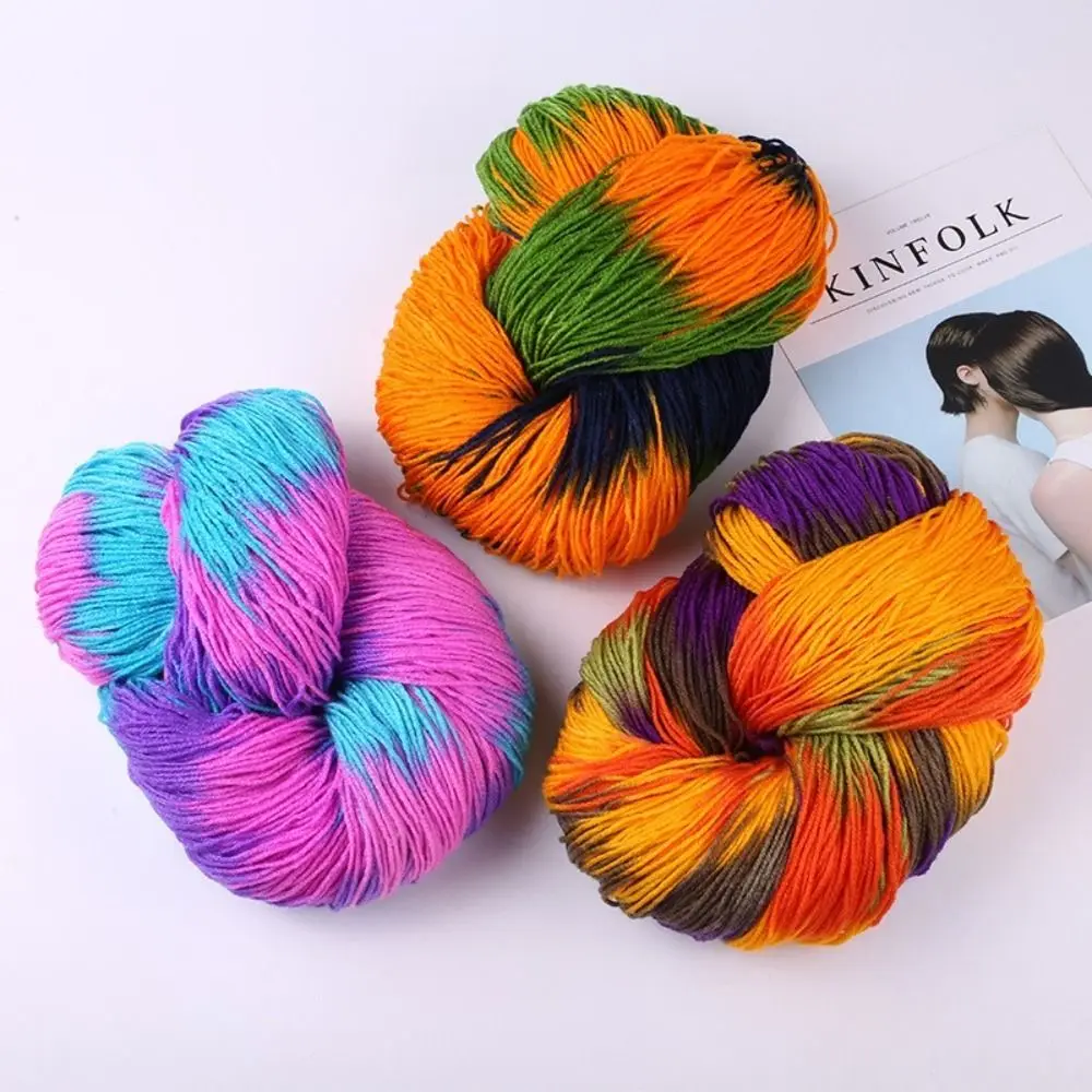 Thick Acrylic Wool Yarn Segment Dyed Mixed Color Knitting Crochet Thread Hand-woven Sofa Cushion