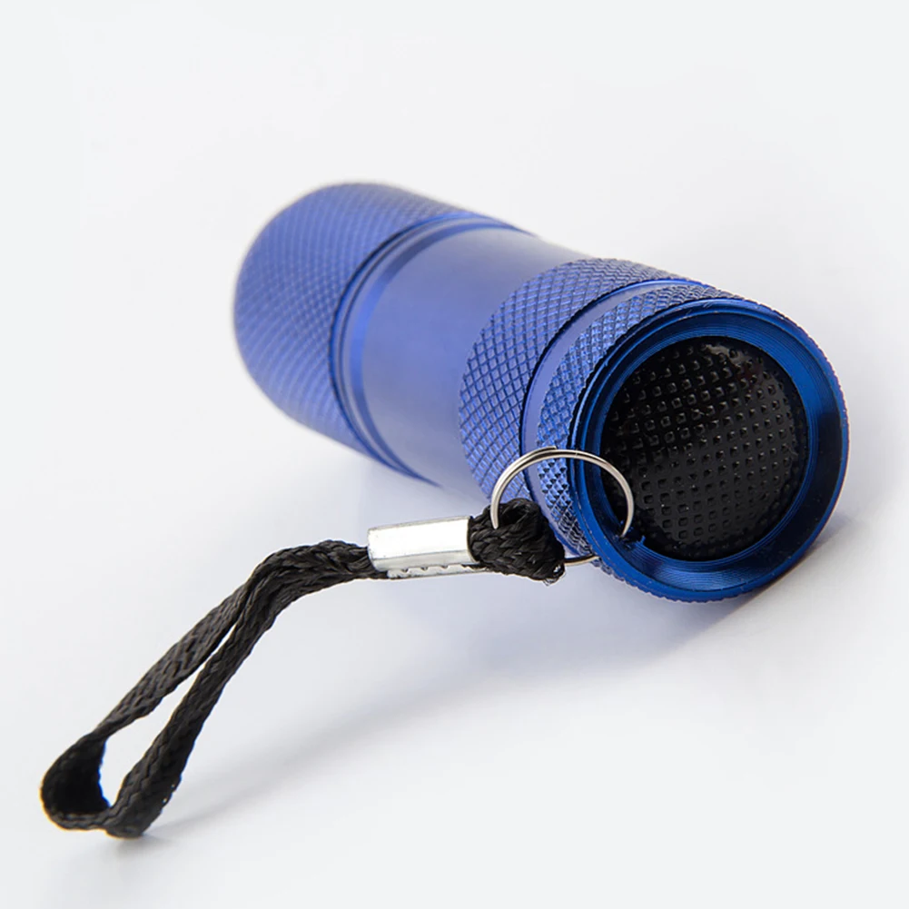9LED Texture Camping Light Aluminum Alloy Mini 2W Ultraviolet Flashlights AAA Battery Powered 395nm Backlight Anti-Skid Home Use