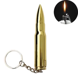 Novel Mini Portable Bullet-shape Metal Cigarette Lighter Refillable Butane Gas Lighter Cool Keychain Lighter Smoking Accessories