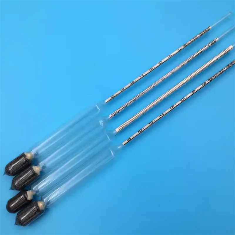 2PCS/lot glass Densitometers chemical laboratory glass liquid hydrometer densimeter Density Meter 1.0-0.1kg/m3, 1.1-1.2kg/m3